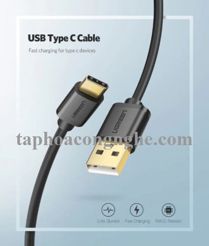 Ugreen 30158 0.5M màu đen Dây USB 2.0 sang Type-C truyền dữ liệu và sạc US141 30030158